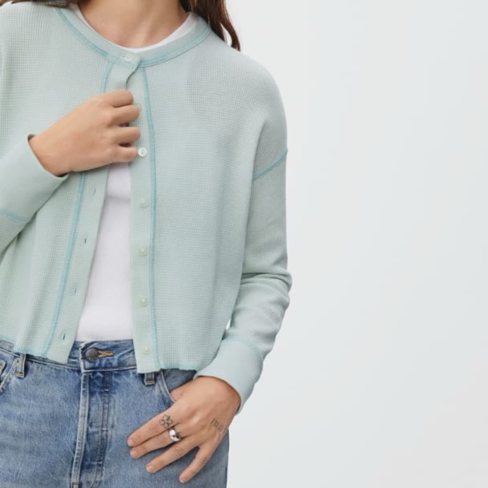 Everlane Organic Cotton Waffle Cardigan NWT